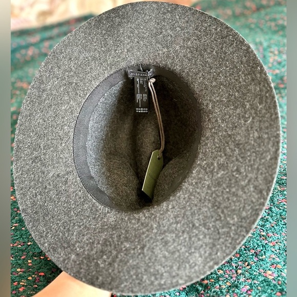 ‼️RARE‼️?ALL SAINTS??NWT?Long Brim Fedora w/ Logo Rivet in Cinder Black Marl main image 2